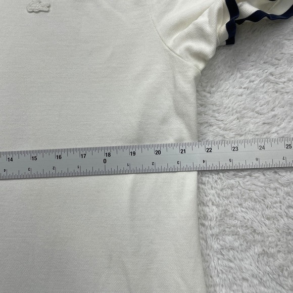 Lacoste Slim Fit XXL Polo Shirt White Blue Yellow Trim Casual Sport Activewear - Picture 5 of 8